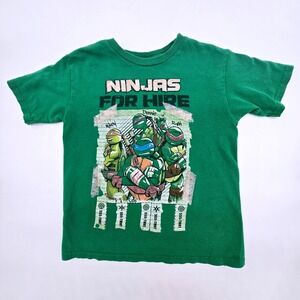 Kids Green Teenage Mutant Ninja Turtles Ninjas For Hire T Shirt Size S 6-7